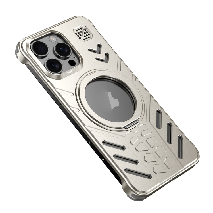 For iPhone 16 Pro Max Knight Series Alloy Cooling MagSafe Phone Case(Titanium) - iPhone 16 Pro Max Cases by buy2fix | Online Shopping UK | buy2fix