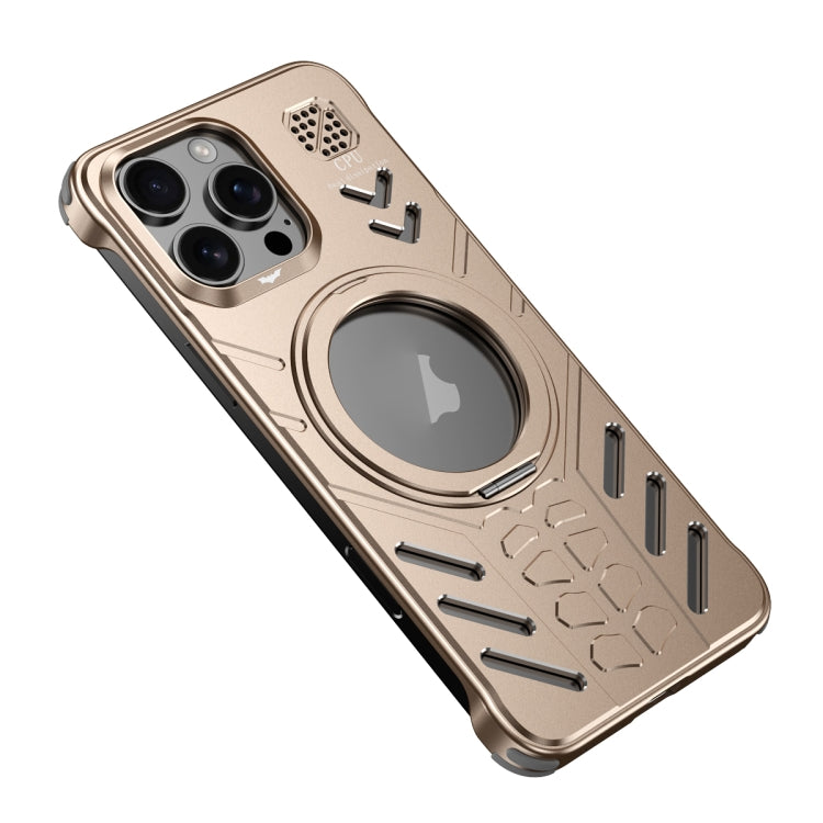 For iPhone 16 Pro Max Knight Series Alloy Cooling MagSafe Phone Case(Gold) - iPhone 16 Pro Max Cases by buy2fix | Online Shopping UK | buy2fix