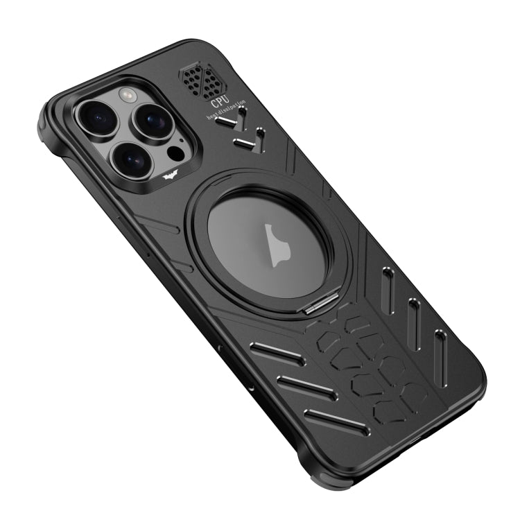 For iPhone 16 Pro Knight Series Alloy Cooling MagSafe Phone Case(Black) - iPhone 16 Pro Cases by buy2fix | Online Shopping UK | buy2fix