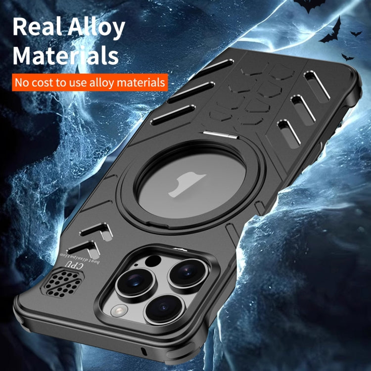 For iPhone 16 Pro Knight Series Alloy Cooling MagSafe Phone Case(Black) - iPhone 16 Pro Cases by buy2fix | Online Shopping UK | buy2fix