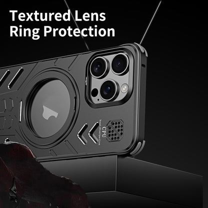 For iPhone 16 Pro Max Knight Series Alloy Cooling MagSafe Phone Case(Titanium) - iPhone 16 Pro Max Cases by buy2fix | Online Shopping UK | buy2fix