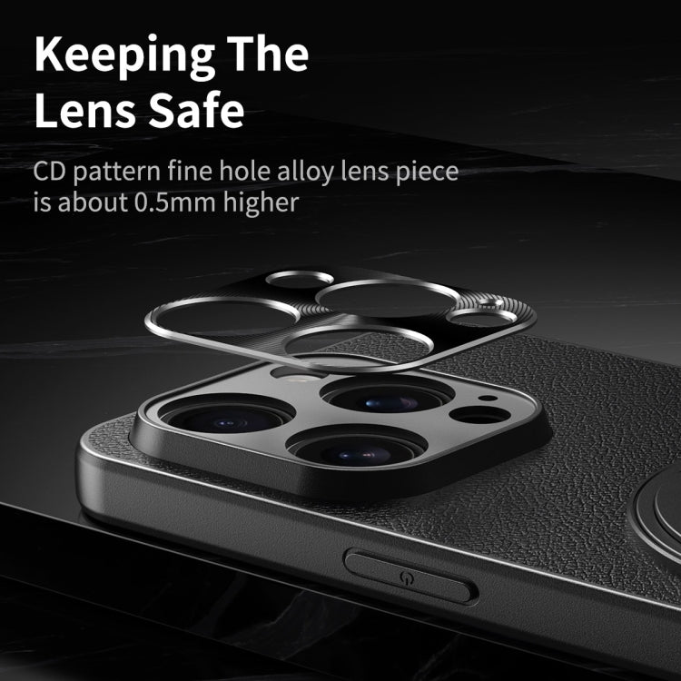 For iPhone 16 Pro Plain Leather MagSafe Holder Phone Case(Black) - iPhone 16 Pro Cases by buy2fix | Online Shopping UK | buy2fix