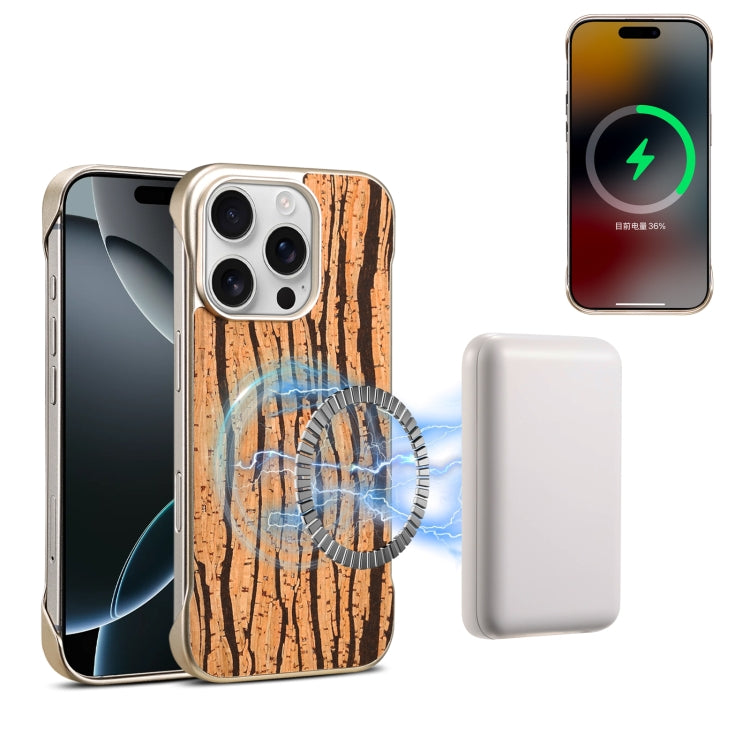 For iPhone 16 Pro Max Denior A18 WoodenPaint MagSafe Phone Case(Tree Pattern) by Denior
