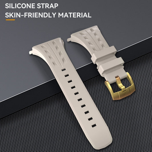 For Apple Watch Series 11 / 10 46mm RedPepper Armor Metal Case Integrated Silicone Watch Band(Gold White) - Watch Cases by RedPepper | Online Shopping UK | buy2fix
