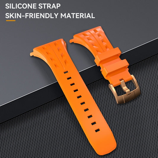 For Apple Watch Series 11 / 10 46mm RedPepper Armor Metal Case Integrated Silicone Watch Band(Rose Gold Orange) - Watch Cases by RedPepper | Online Shopping UK | buy2fix