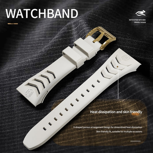 For Apple Watch 44mm / 45mm RedPepper Armor Metal Case Integrated Silicone Watch Band(Gold White) - Watch Cases by RedPepper | Online Shopping UK | buy2fix
