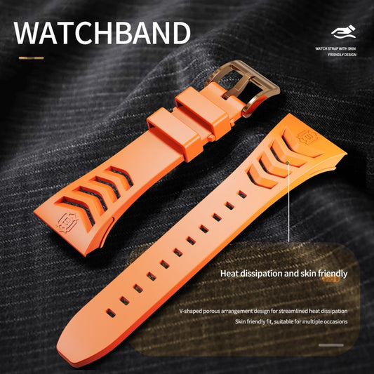 For Apple Watch 44mm / 45mm RedPepper Armor Metal Case Integrated Silicone Watch Band(Rose Gold Orange) - Watch Cases by RedPepper | Online Shopping UK | buy2fix