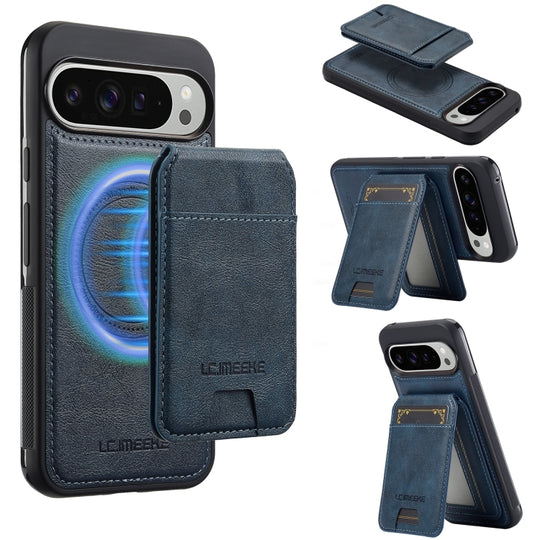 For Google Pixel 9 / 9 Pro LC.IMEEKE L3 Series Detachable RFID Card Bag Magsafe Phone Case(Blue)