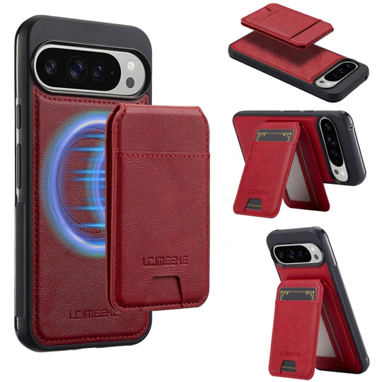 For Google Pixel 9 Pro XL LC.IMEEKE L3 Series Detachable RFID Card Bag Magsafe Phone Case(Red)