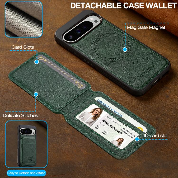 For Google Pixel 10 / 10 Pro LC.IMEEKE L3 Series Detachable RFID Card Bag Magsafe Phone Case(Green) - Google Cases by LC.IMEEKE | Online Shopping UK | buy2fix