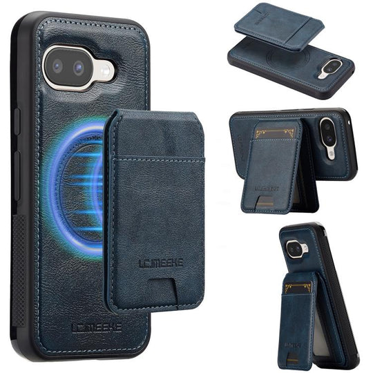For Google Pixel 9a LC.IMEEKE L3 Series Detachable RFID Card Bag Magsafe Phone Case(Blue)