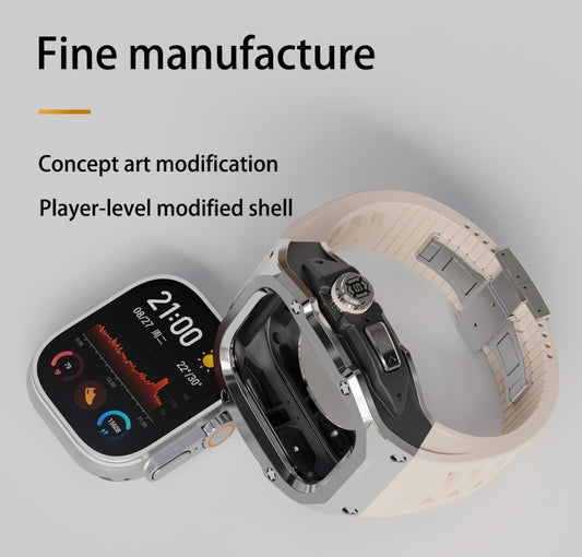 For Apple Watch Ultra 3 / 2 / 1 49mm RedPepper Armor Metal Case Integrated Silicone Watch Band(Steel Black White) - Watch Cases by RedPepper | Online Shopping UK | buy2fix