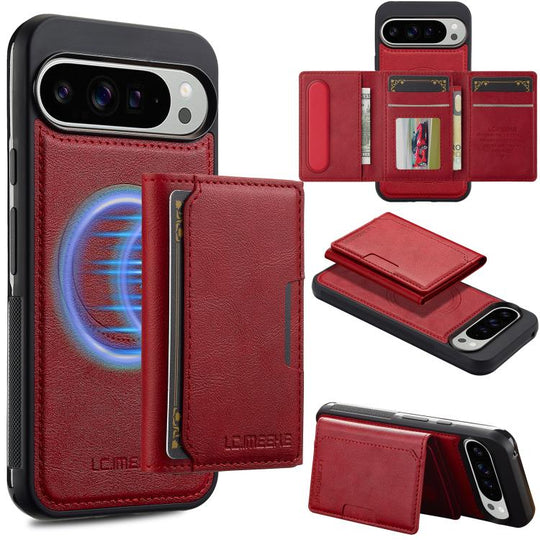 For Google Pixel 10 Pro XL LC.IMEEKE L5 Series Detachable RFID Card Bag Magsafe Phone Case(Red)