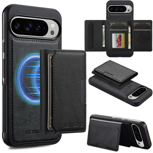 For Google Pixel 10 / 10 Pro LC.IMEEKE L5 Series Detachable RFID Card Bag Magsafe Phone Case(Black) - Google Cases by LC.IMEEKE | Online Shopping UK | buy2fix