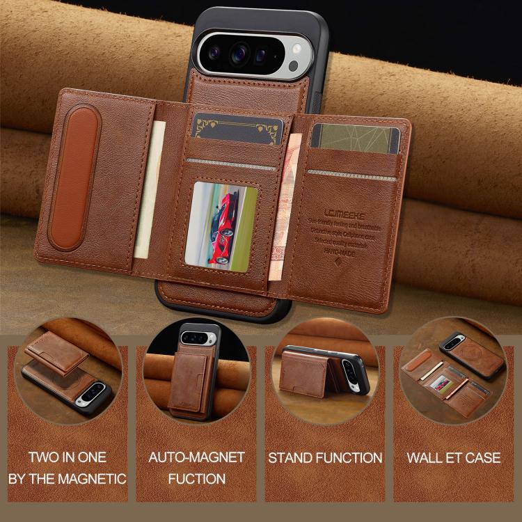 For Google Pixel 10 / 10 Pro LC.IMEEKE L5 Series Detachable RFID Card Bag Magsafe Phone Case(Brown) - Google Cases by LC.IMEEKE | Online Shopping UK | buy2fix