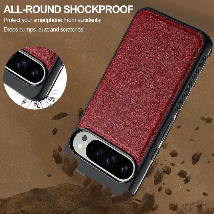 For Google Pixel 10 / 10 Pro LC.IMEEKE L5 Series Detachable RFID Card Bag Magsafe Phone Case(Red) - Google Cases by LC.IMEEKE | Online Shopping UK | buy2fix