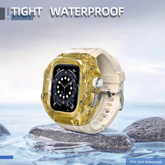 For Apple Watch Ultra 1 / 2 49mm RedPepper Armor Metal Case Integrated Silicone Watch Band(Clear Gold Beige) - Watch Cases by RedPepper | Online Shopping UK | buy2fix