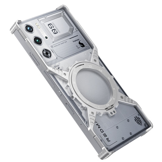 For ZTE nubia Red Magic 9S Pro / 9S Pro+ Gear Magnetic Holder Borderless Metal Phone Case(Silver) - ZTE Cases by buy2fix | Online Shopping UK | buy2fix