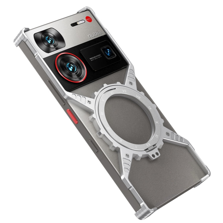 For ZTE nubia Z70 Ultra Gear Magnetic Holder Borderless Metal Phone Case(Silver) - ZTE Cases by buy2fix | Online Shopping UK | buy2fix