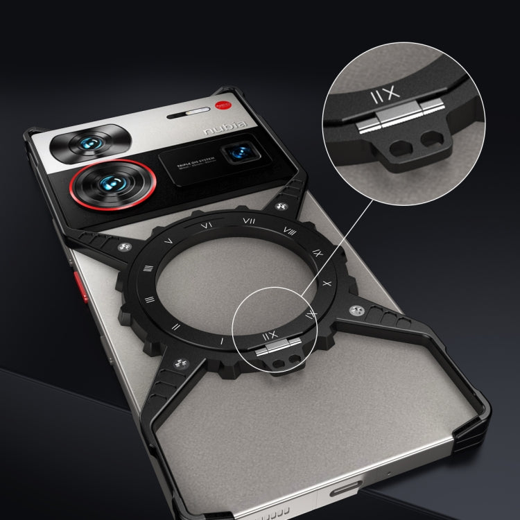 For ZTE nubia Z60 Ultra / Z60 Ultra Leading Gear Magnetic Holder Borderless Metal Phone Case(Black) - ZTE Cases by buy2fix | Online Shopping UK | buy2fix