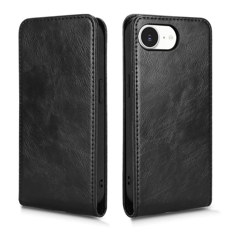 For iPhone 16e Magnetic Vertical Flip Leather Phone Case(Black) - iPhone 16e Cases by buy2fix | Online Shopping UK | buy2fix