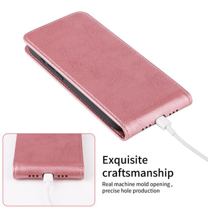For iPhone 16e Magnetic Vertical Flip Leather Phone Case(Rose Gold) - iPhone 16e Cases by buy2fix | Online Shopping UK | buy2fix