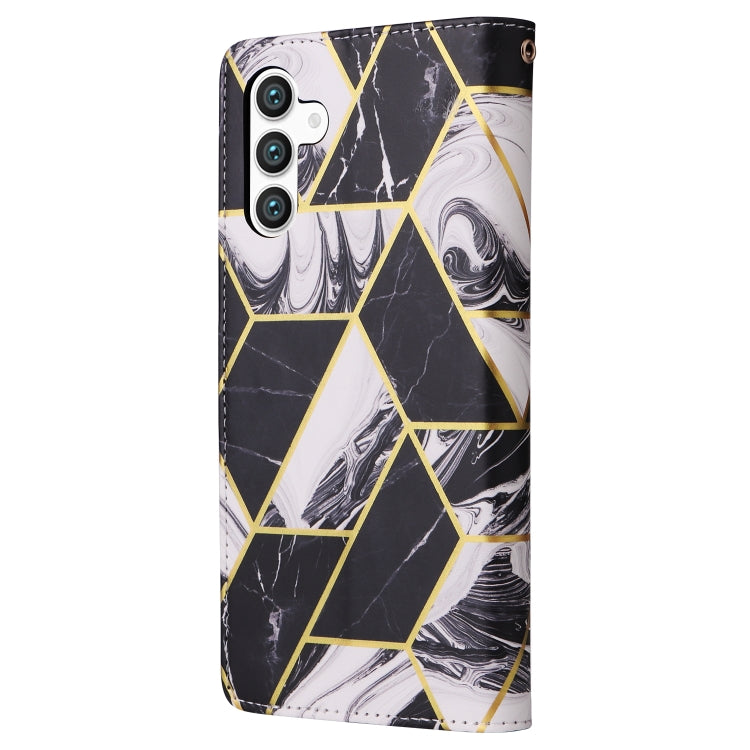 For Samsung Galaxy S25 5G Marble Bronzing Stitching Leather Phone Case(Black) by buy2fix