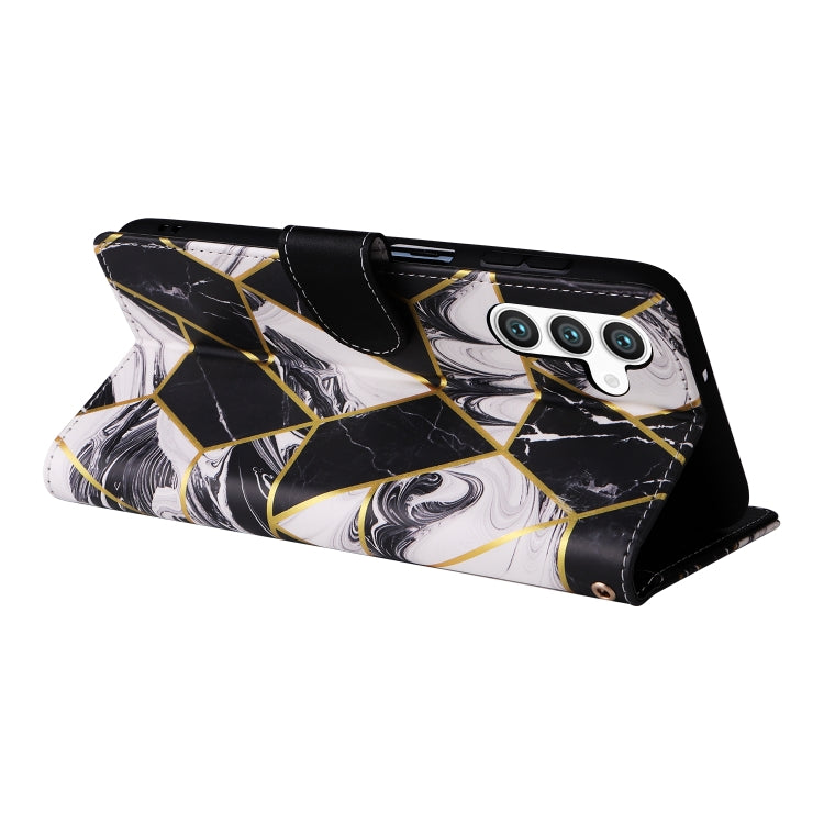 For Samsung Galaxy S25 5G Marble Bronzing Stitching Leather Phone Case(Black) by buy2fix