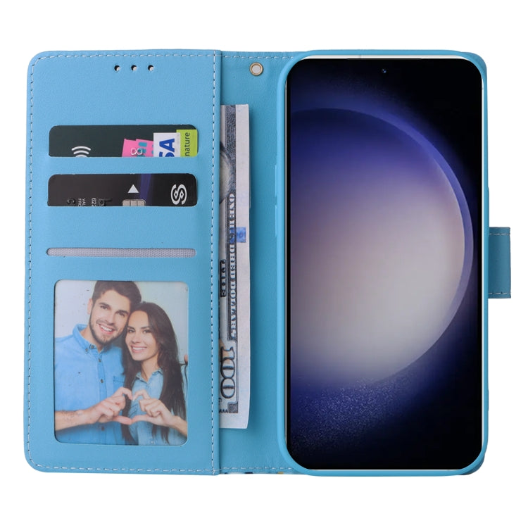 For Samsung Galaxy S25 5G Marble Bronzing Stitching Leather Phone Case(Blue) by buy2fix