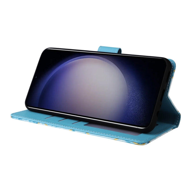 For Samsung Galaxy S25 5G Marble Bronzing Stitching Leather Phone Case(Blue) by buy2fix