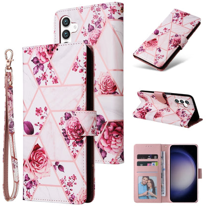For Samsung Galaxy S25 5G Marble Bronzing Stitching Leather Phone Case(Rose Gold) by buy2fix