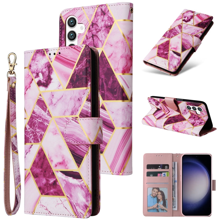 For Samsung Galaxy S25 5G Marble Bronzing Stitching Leather Phone Case(Purple) by buy2fix