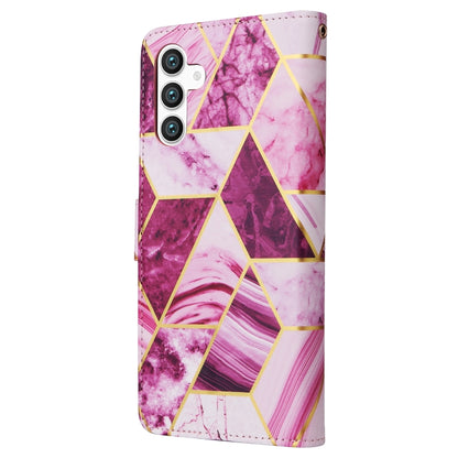 For Samsung Galaxy S25 5G Marble Bronzing Stitching Leather Phone Case(Purple) by buy2fix