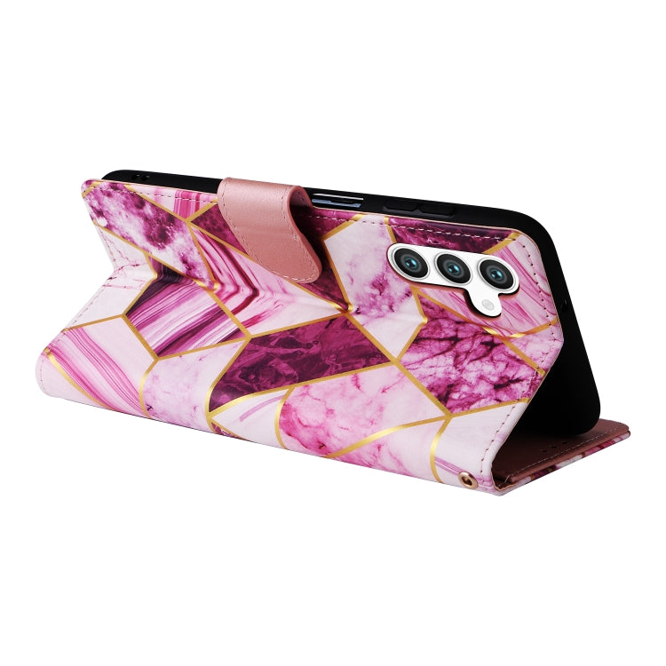 For Samsung Galaxy S25 5G Marble Bronzing Stitching Leather Phone Case(Purple) by buy2fix