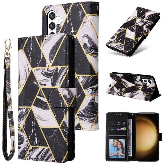 For Samsung Galaxy S25+ 5G Marble Bronzing Stitching Leather Phone Case(Black) by buy2fix