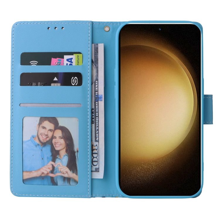 For Samsung Galaxy S25+ 5G Marble Bronzing Stitching Leather Phone Case(Blue) by buy2fix