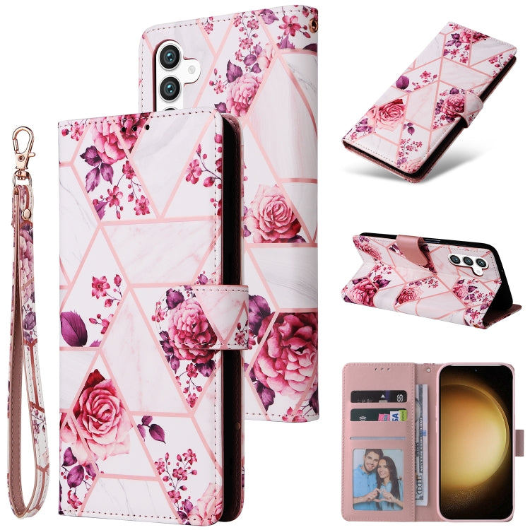 For Samsung Galaxy S25+ 5G Marble Bronzing Stitching Leather Phone Case(Rose Gold) by buy2fix