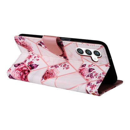 For Samsung Galaxy S25+ 5G Marble Bronzing Stitching Leather Phone Case(Rose Gold) by buy2fix