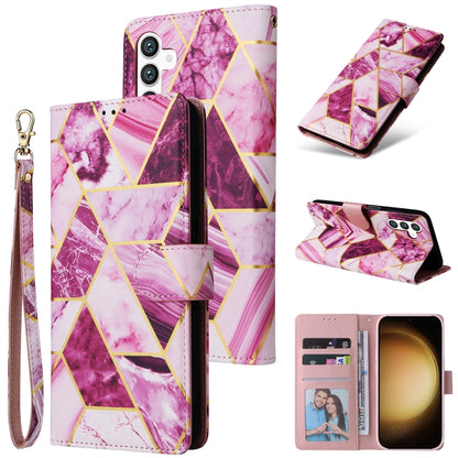 For Samsung Galaxy S25+ 5G Marble Bronzing Stitching Leather Phone Case(Purple) by buy2fix