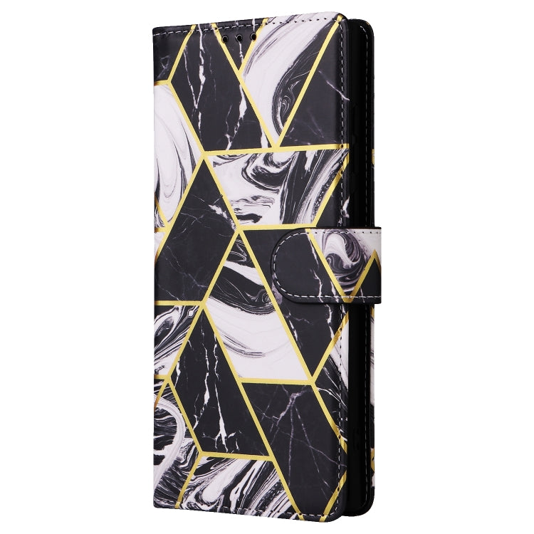 For Samsung Galaxy S25 Ultra 5G Marble Bronzing Stitching Leather Phone Case(Black) by buy2fix