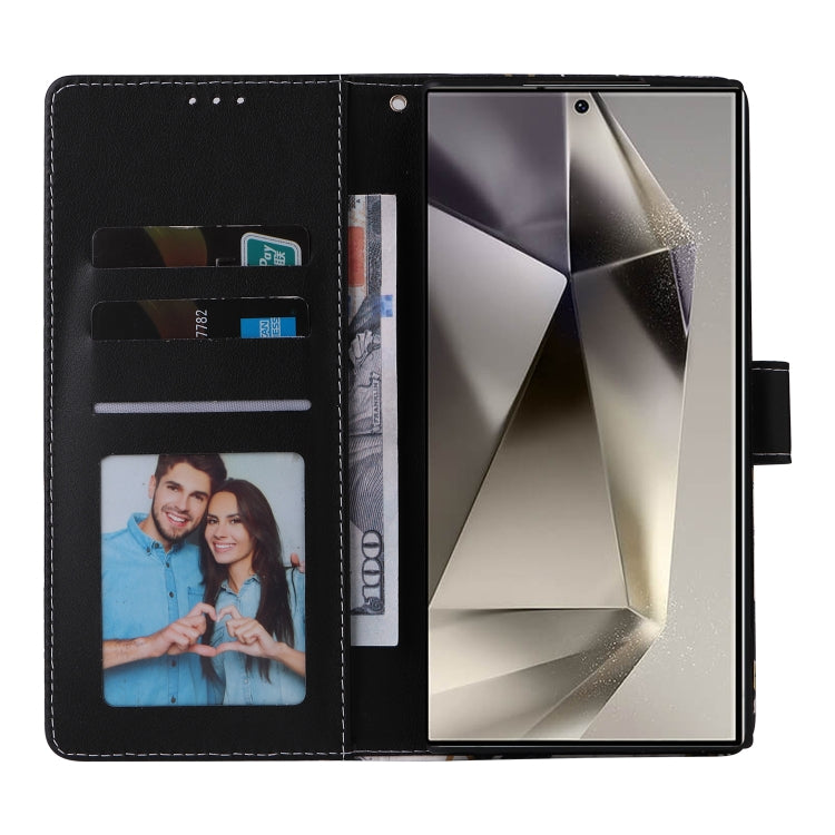For Samsung Galaxy S25 Ultra 5G Marble Bronzing Stitching Leather Phone Case(Black) by buy2fix