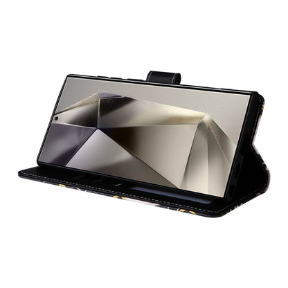 For Samsung Galaxy S25 Ultra 5G Marble Bronzing Stitching Leather Phone Case(Black) by buy2fix
