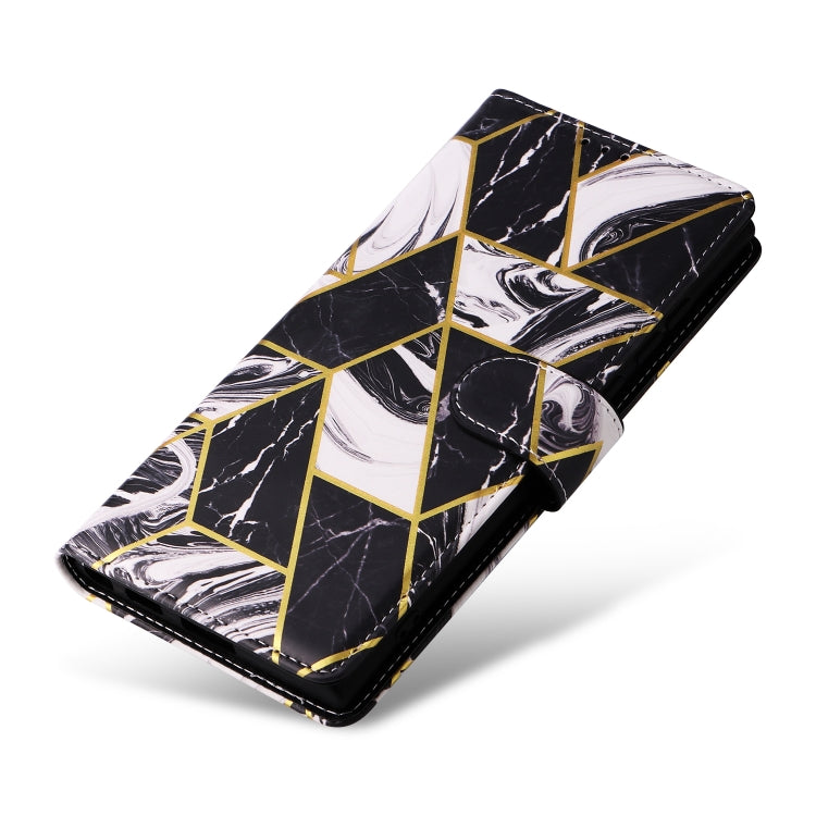 For Samsung Galaxy S25 Ultra 5G Marble Bronzing Stitching Leather Phone Case(Black) by buy2fix