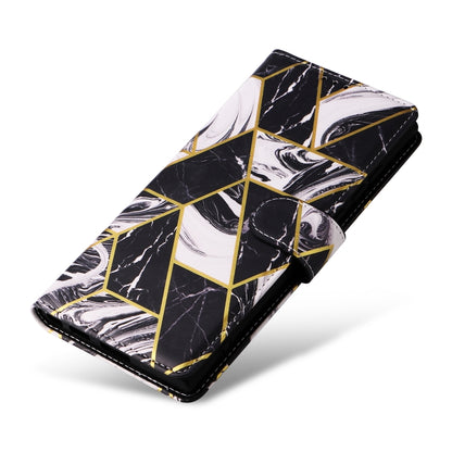 For Samsung Galaxy S25 Ultra 5G Marble Bronzing Stitching Leather Phone Case(Black) by buy2fix