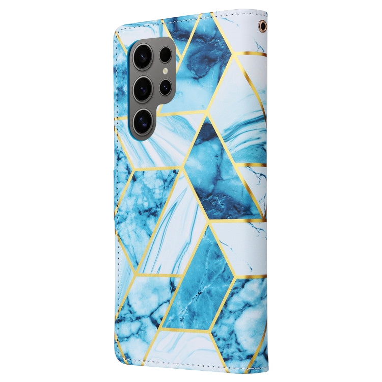 For Samsung Galaxy S25 Ultra 5G Marble Bronzing Stitching Leather Phone Case(Blue) by buy2fix