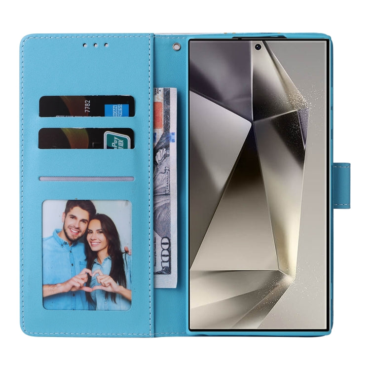 For Samsung Galaxy S25 Ultra 5G Marble Bronzing Stitching Leather Phone Case(Blue) by buy2fix