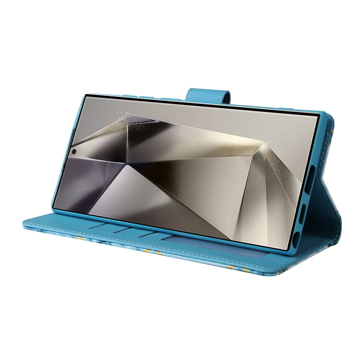 For Samsung Galaxy S25 Ultra 5G Marble Bronzing Stitching Leather Phone Case(Blue) by buy2fix