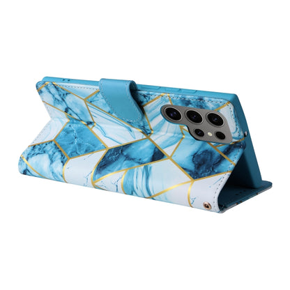 For Samsung Galaxy S25 Ultra 5G Marble Bronzing Stitching Leather Phone Case(Blue) by buy2fix
