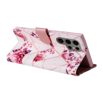 For Samsung Galaxy S25 Ultra 5G Marble Bronzing Stitching Leather Phone Case(Rose Gold) by buy2fix