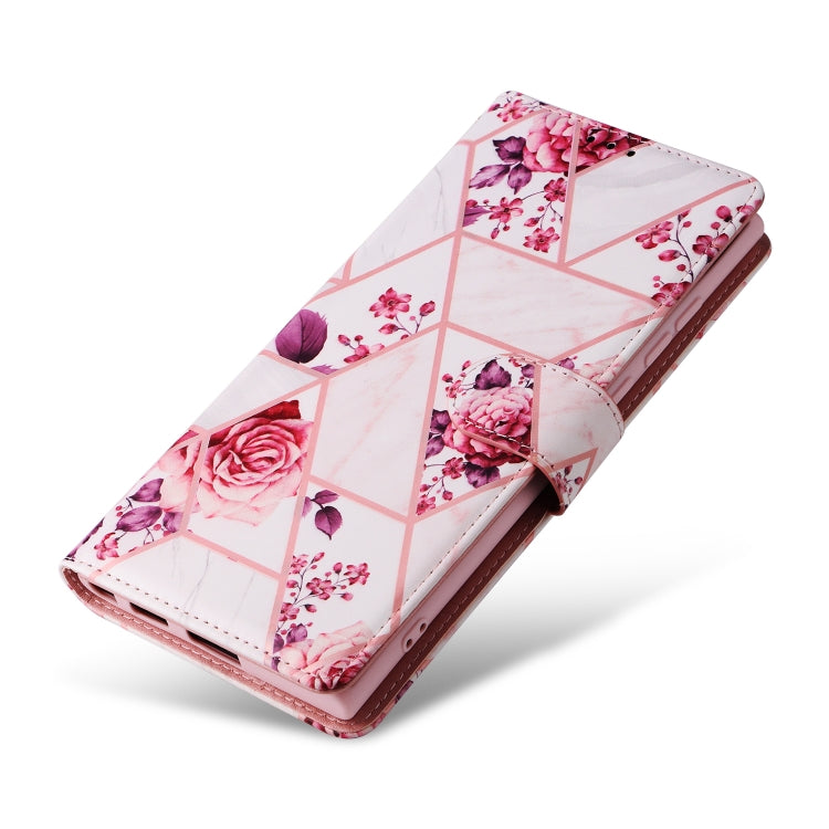 For Samsung Galaxy S25 Ultra 5G Marble Bronzing Stitching Leather Phone Case(Rose Gold) by buy2fix